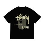 BAPE X Stussy Ape Head black t-shirt