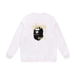 BAPE x Stüssy branded white sweatshirt