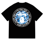 BAPE x Stussy blue logo black shirt