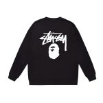 Stüssy x BAPE white logo black long sleeve