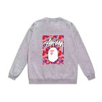 Stüssy x BAPE Ape Head grey sweatshirt