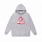 A BATHING APE red camouflage Ape Head Hoodie Grey