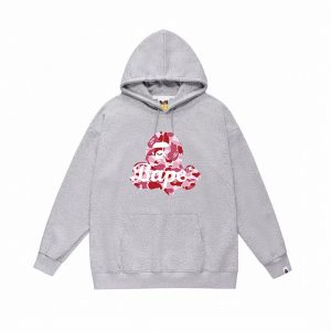 A BATHING APE red camouflage Ape Head Hoodie Grey
