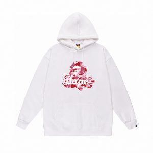 A Bathing Ape (BAPE) camo pullover hoodie red