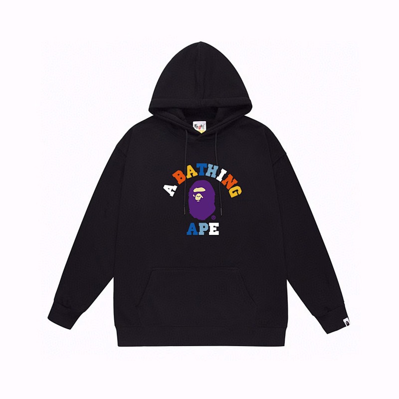BAPE College Logo Pullover Hoodie Black BAPE College Logo Pullover Hoodie Black