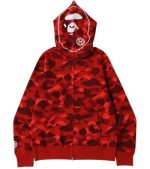 BAPE Color Camo Shark Full Zip red Hoodie