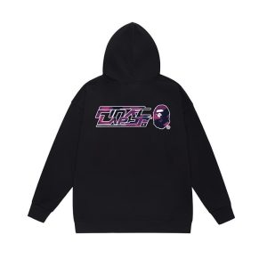BAPE Multicolor Camo College Hoodie Purple