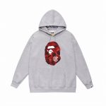 BAPE Pullover Hoodie Red camo Ape Head Graphic