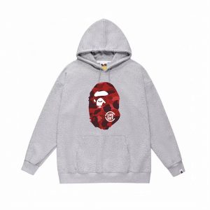 BAPE Pullover Hoodie Red camo Ape Head Graphic