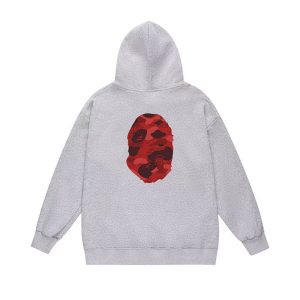 BAPE Pullover Hoodie Red camo Ape Head Graphic