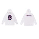 BAPE White hoodie purple camo graphic with FINAL text