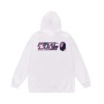 BAPE White hoodie purple camo graphic with FINAL text