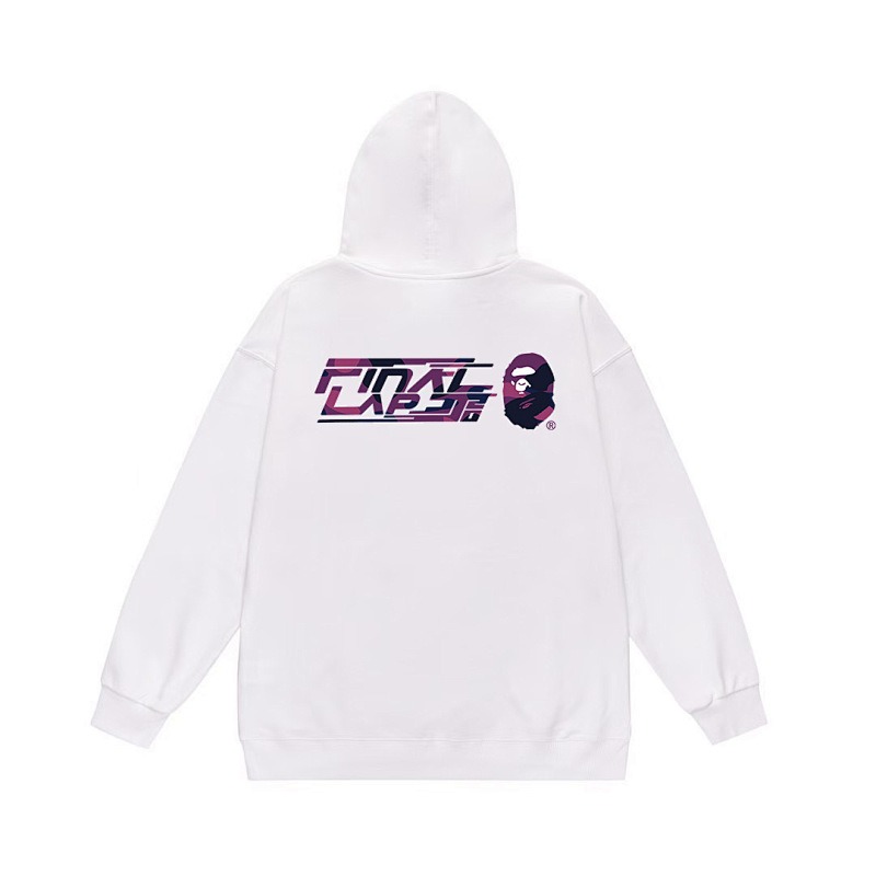 BAPE White hoodie purple camo graphic with FINAL text BAPE White hoodie purple camo graphic with FINAL text