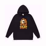 BAPE pullover hoodie graphic print flaming ape heads