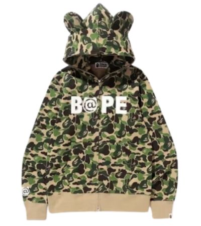 BAPE x Bearbrick ABC Camo Full Zip Green Hoodie BAPE x Bearbrick ABC Camo Full Zip Green Hoodie