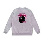 BAPE x Stüssy red logo grey sweatshirt