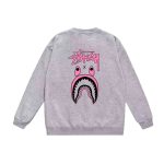BAPE x Stüssy grey with pink logo sweatshirt