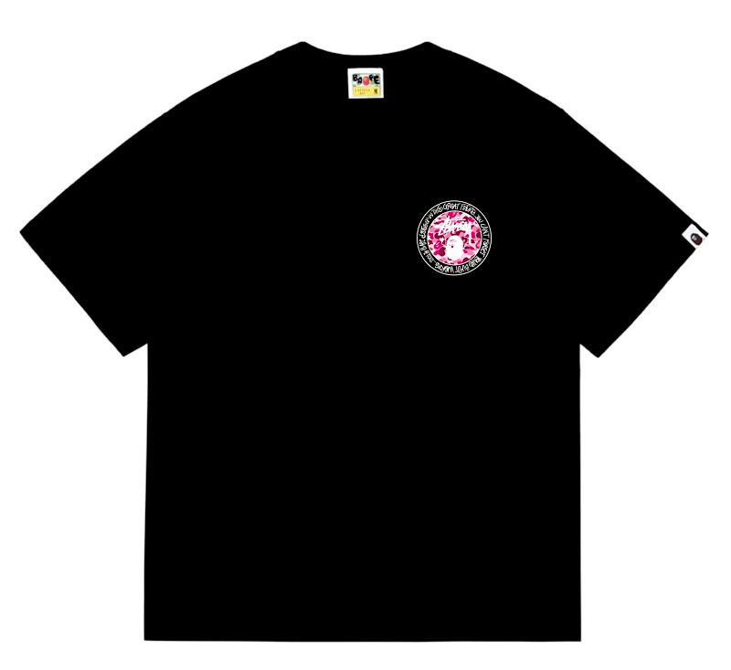 BAPE x Stussy pink logo black shirt BAPE x Stussy pink logo black shirt