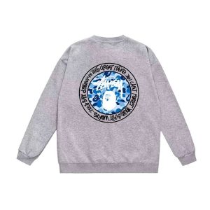 BAPE x Stüssy collaboration grey sweatshirt