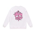 Stüssy x BAPE pink logo white sweatshirt