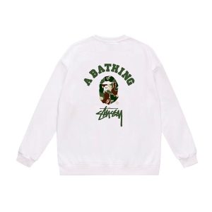 Bathing Ape (BAPE) green logo white long-sleeve