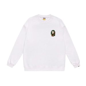 Bathing Ape (BAPE) green logo white long-sleeve