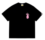 Bathing Ape x Stussy pink logo shirt black