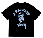 BAPE x Stüssy camo ape head logo black t-shirt
