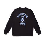BAPE x Stussy blue logo black sweatshirt