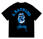 BAPE x Stussy dark blue logo black shirt