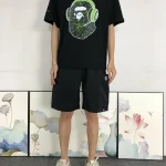A Bathing Ape Ape Head Green Headphones Black T Shirt