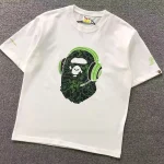 A Bathing Ape Ape Head Green Headphones Whit T Shirt