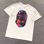A Bathing Ape Ape Head Neon City White T Shirt