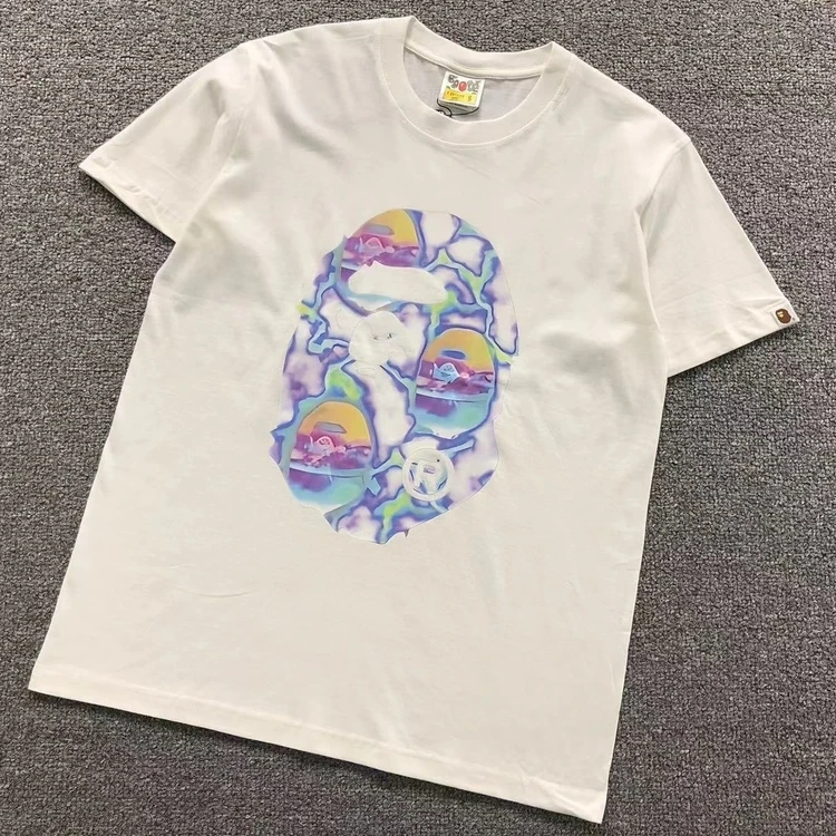 A Bathing Ape Ape Head Pastel Print White T Shirt A Bathing Ape Ape Head Pastel Print White T Shirt